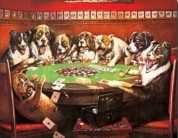 8 Druken Dogs Playing Cards Tin Sign