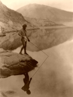 Paviotso Man Fishing off Rock -Print or Canvas - Starting @ $12.99