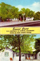 Sunset Court, Fowler, Colorado Postcard