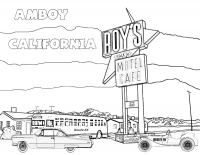 Amboy, California - Roy's Gas Coloring Page (Download)