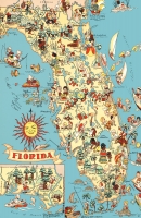 Florida Cartoon Map 11x17 Poster