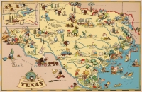 Texas Cartoon Map 11x17 Poster