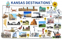 Kansas Destinations Map Poster