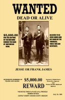 Frank & Jesse James Wanted 11x17 Poster