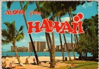Aloha From Hawaii - Beach Vintage Postcard