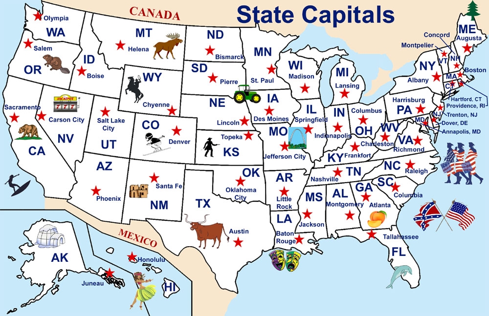 Us State Capitals Map