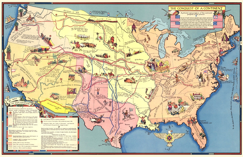 Blue Inc 1855 SPRUNER MAP AMERICA DISCOVERY CONQUEST COLONIZATION POSTER PRINT 12x16 inc 5055839425642 